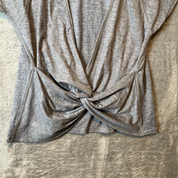 Lululemon Twist Back Tee Heathered Core Medium Grey Size 6‎ - Picture 5 of 6